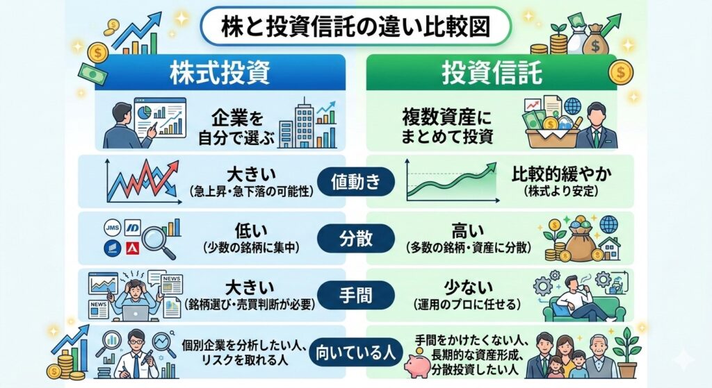 株と投資信託の違い