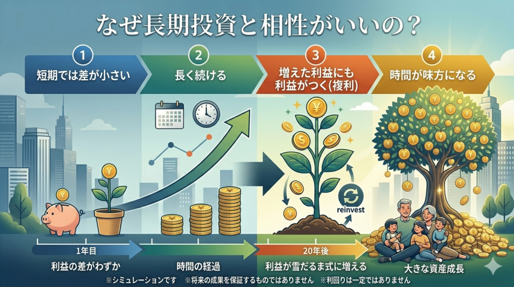投資における長期投資との相性を示した図