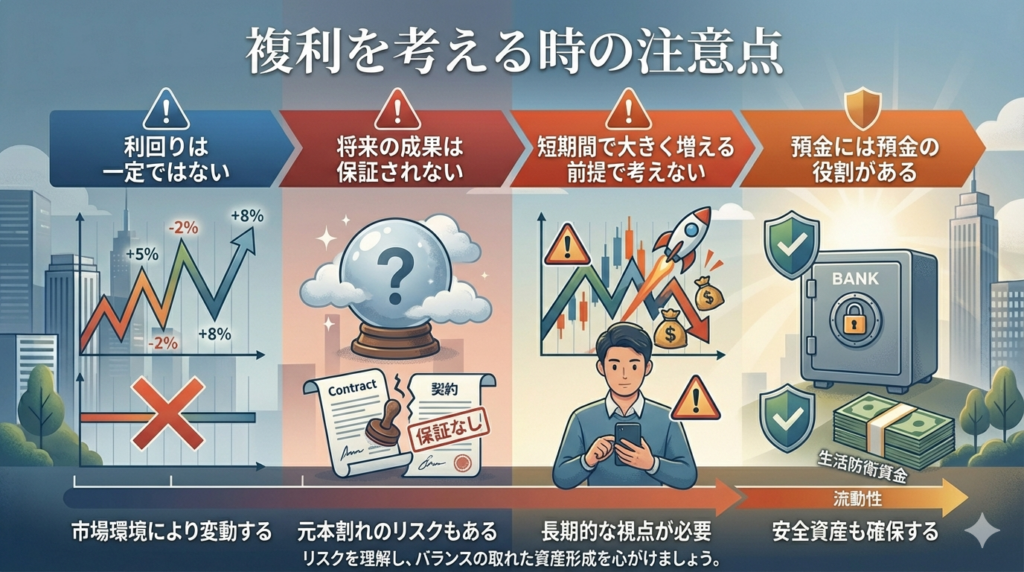 複利の注意点を示した図