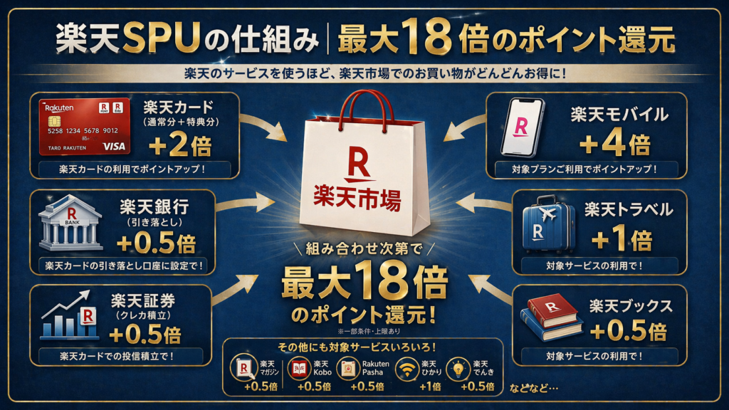 楽天SPUの仕組みをまとめた画像