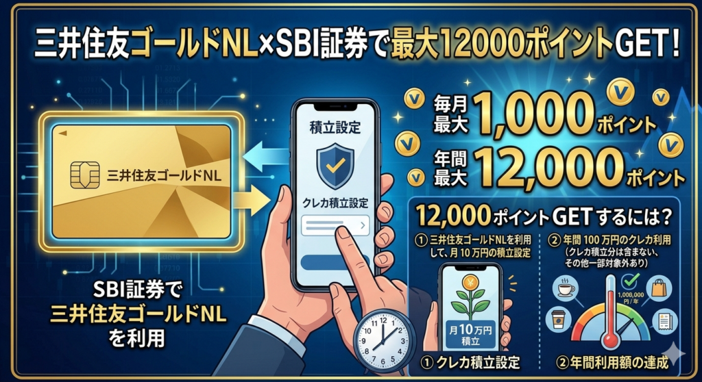 三井住友ゴールドNLとSBI証券の組み合わせの特徴をまとめた図