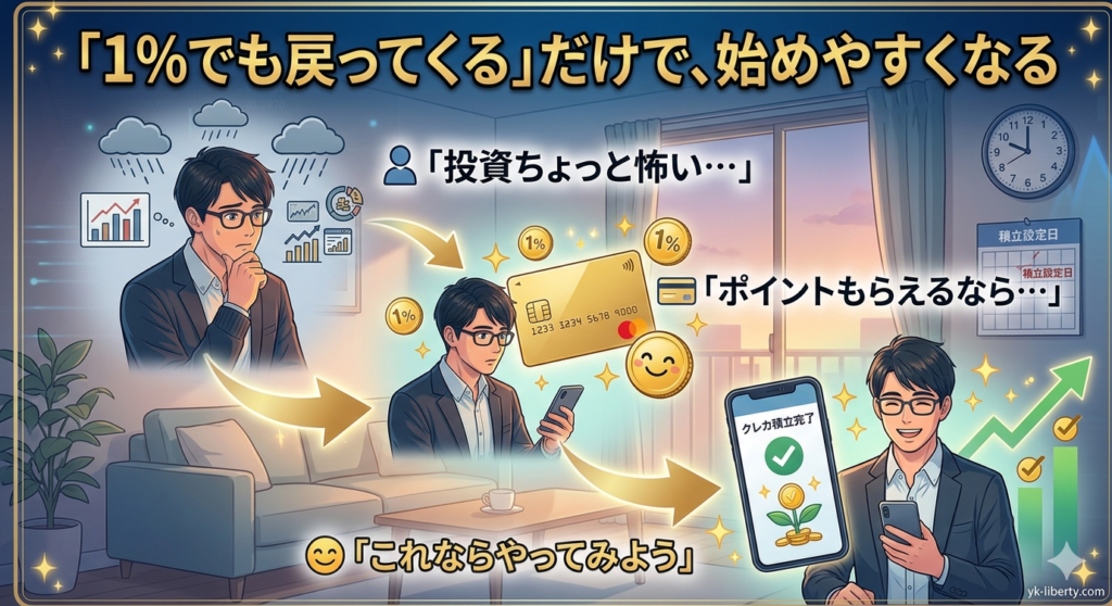 1%還元されるだけで、心理的に始めやすくなることを示した図