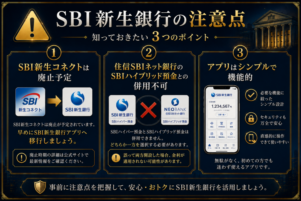 SBI新生銀行の注意点