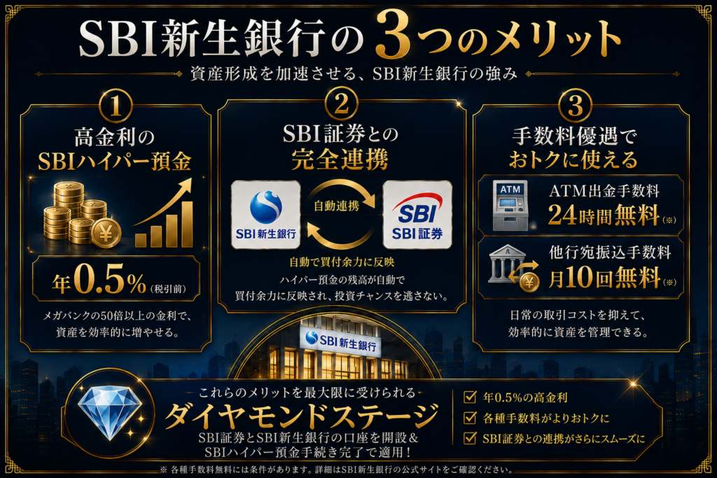 SBI新生銀行の3つのメリット