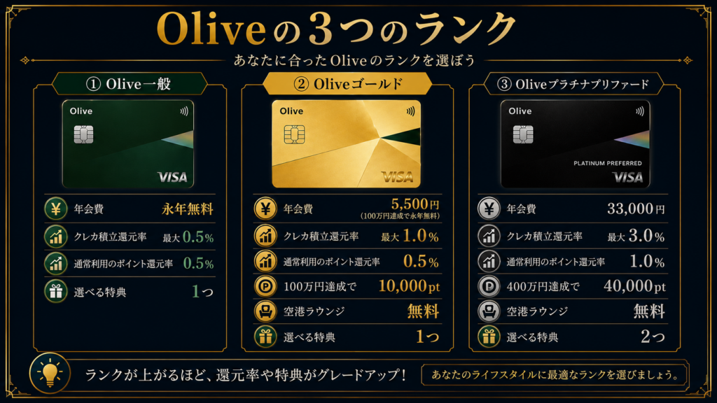 Oliveの3つのランクを解説