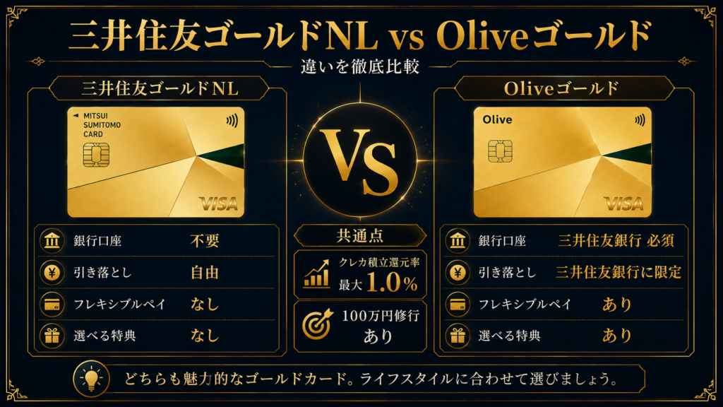三井住友ゴールドNL vs Oliveゴールド 比較